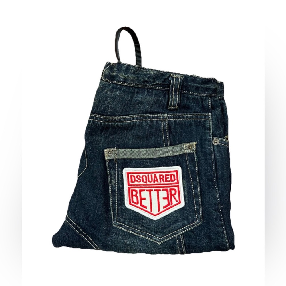 Dsquared2 Better Patch Blue Denim Jeans Mens 30 Slim Straight Moto Distressed‎